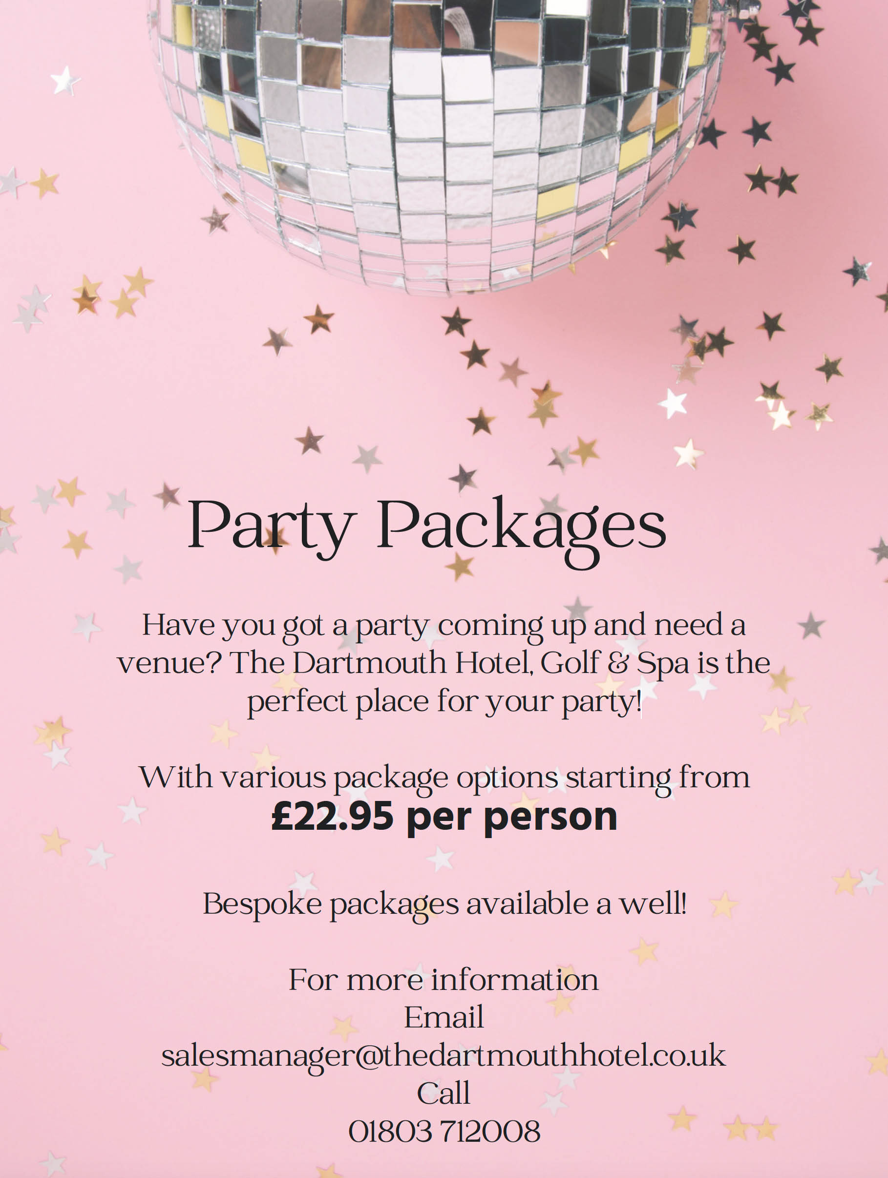 Party Packages at The Dartmouth Hotel Golf & Spa