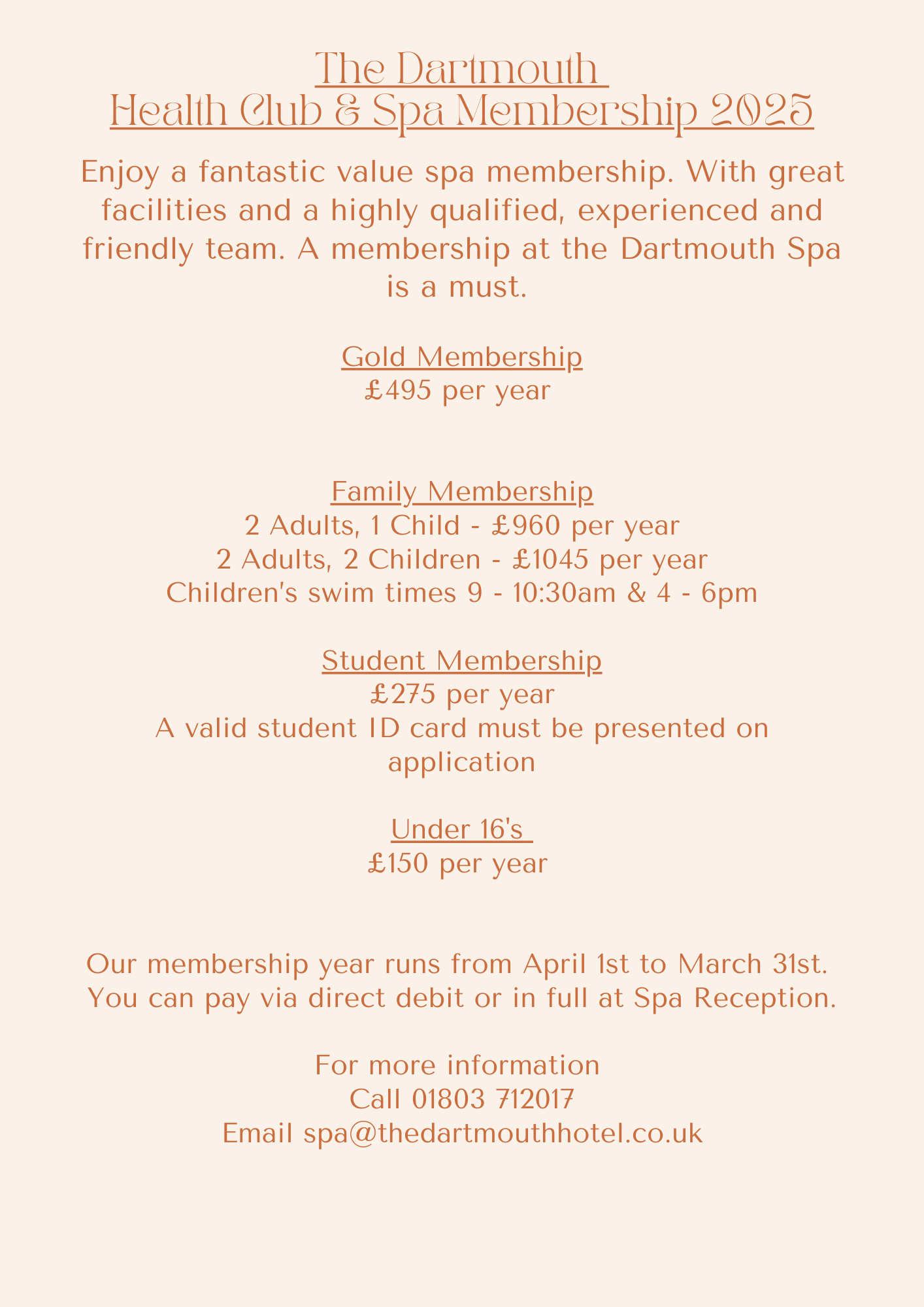 Spa membership 2025 2